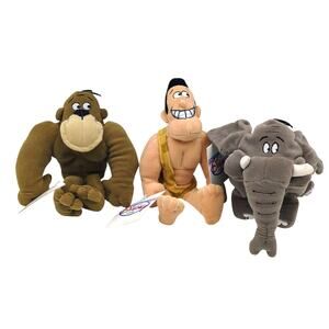 Disney Store George of the Jungle George Ape Shep 8" Mini Bean Bag Plush Lot NWT